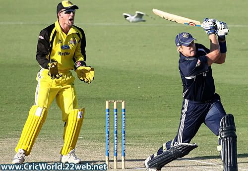 Cameron White drives over the top Cameron White drives over the top