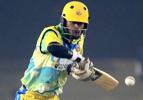 TP Singh is on his toes as he looks to flick one on the legside TP Singh is on his toes as he looks to flick one on the legside