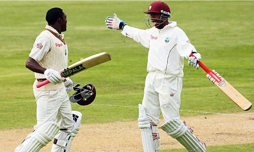 Howzzat: Shivnarine Chanderpaul congratulates Jerome Taylor on his maiden Test century