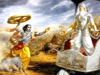 Bhishma forces Krishna to take up a weapon