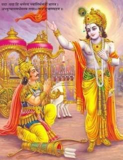 Arjuna prays to Lord Krishna