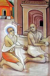 Lord Chaitanya begs prasad from Raghunatha das Goswami