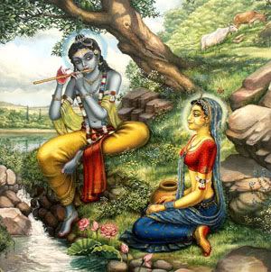Krishna and Radha on Govardhan