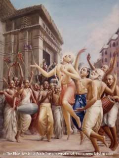 Lord Chaitanya's associates chant in sankirtana