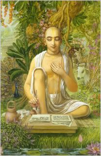 Rupa Goswami writing bhakti scriptures