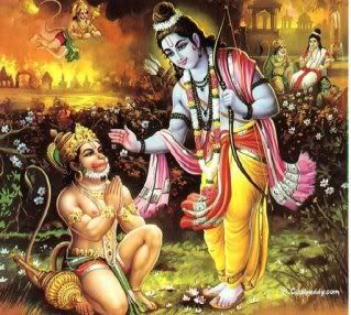 Rama gives Hanuman blessings