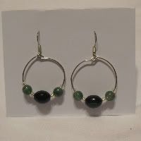 Beaded Green Hoop Earrings