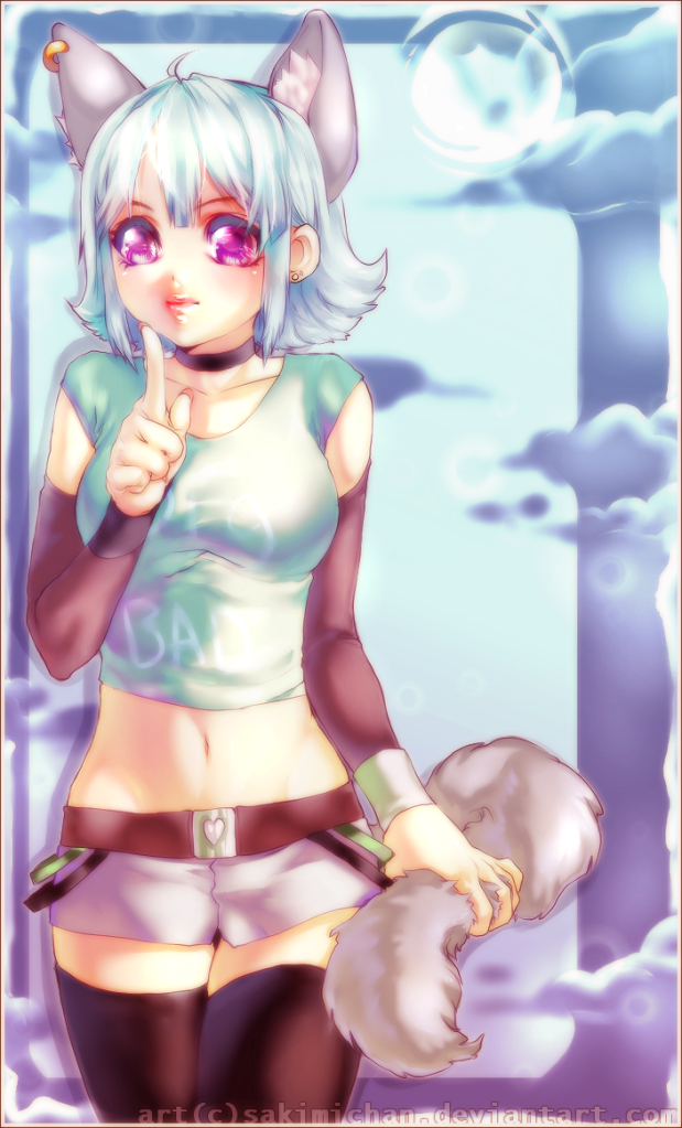 anime wolf girl with white hair. anime wolf girl with white