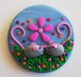 Field Mouse Rendezvous magnet by Polpette Clay