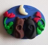 Love Cats magnet from Polpette Clay