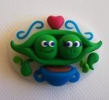 Tea for Two peapod magnet by Polpette Clay