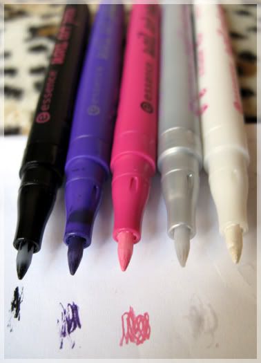 Essence Nail Art stampy set & pens. GOSH & 2true swatches