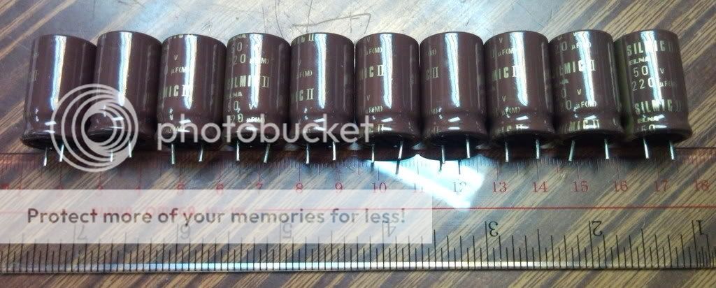 10 X ELNA SILMIC II 220uF 50VDC ELECTROLYTIC CAPACITOR  