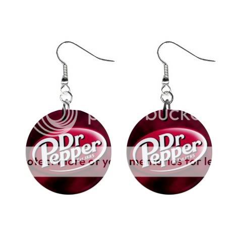 New* RED CLOUD DR PEPPER LOGO Button Earring 1 RARE  