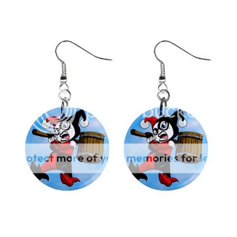 New* HOT Design HARLEY QUINN KID Button Earring 1 RARE  