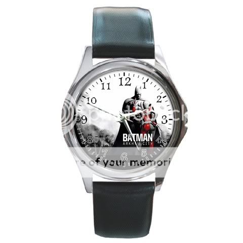 NEW* BATMAN ARKHAM CITY Round Metal Watch LeatherBand  